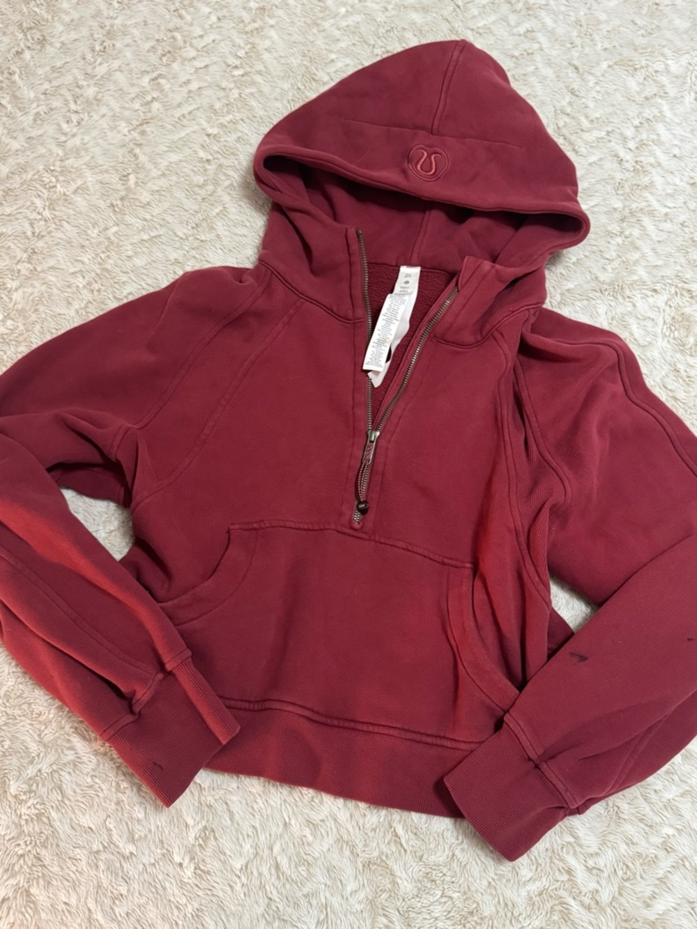 Lululemon burgundy scuba quarter zip hoodie Size M